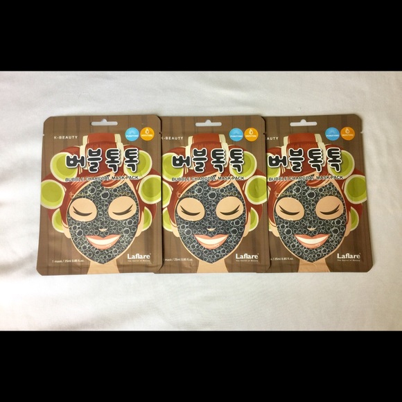 3 face masks bubble charcoal pack K-Beauty LaFlare - Picture 1 of 3